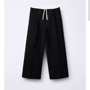 Wide leg double waistband pants